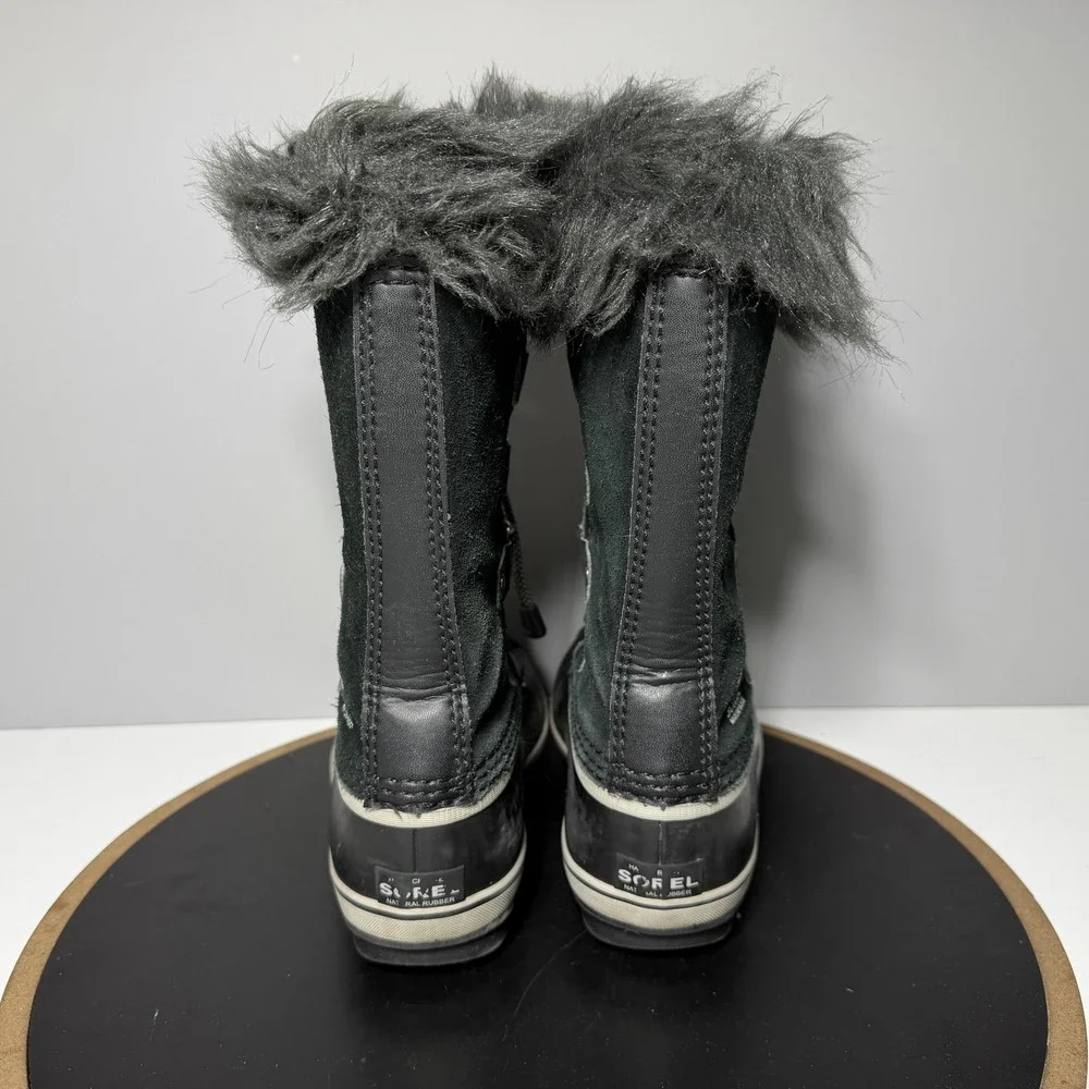 Sorel Joan Of Arctic Boots Youth Size‎ 2 Black Waterproof Faux Fur Snow Winter